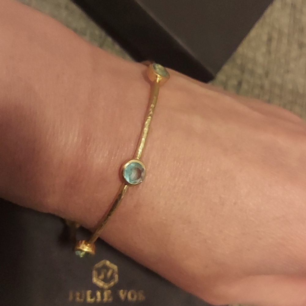 Julie Vos Milano Luxe Bangle - aquamarine crystal